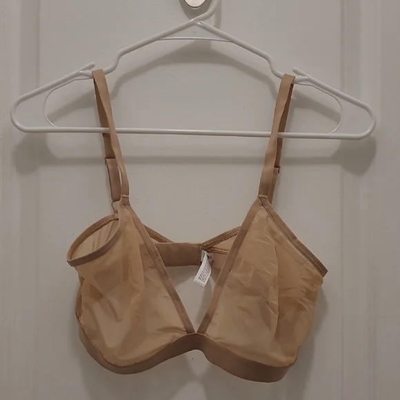Tan Sheer Bralette with Adjustable Straps. - Picture 1 of 10